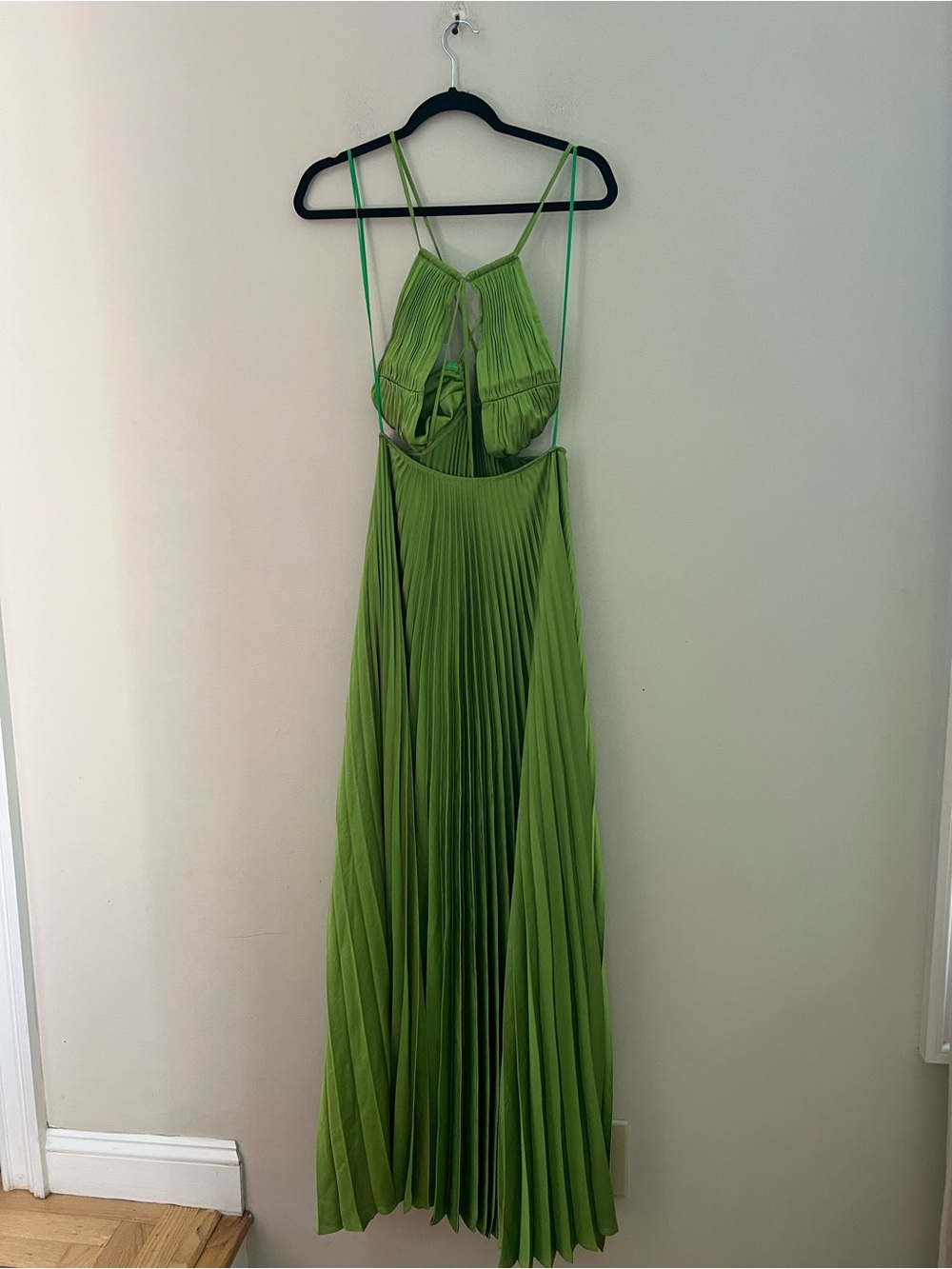 A.L.C. Strapless Pleated Maxi Dress in Lime Green - Picture 14 of 15